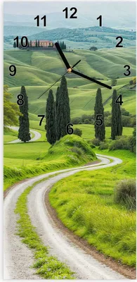 Produktbild von Wanduhr aus Glas mit Motiv Landschaft Italien- 30 x 60 cm - inkl. Aufhängesystem