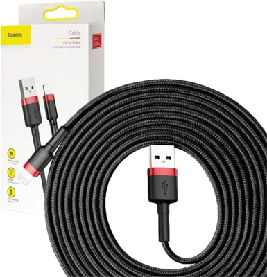 Image de Baseus CALKLF-R91 Câble Lightning 3 m Rouge, Noir