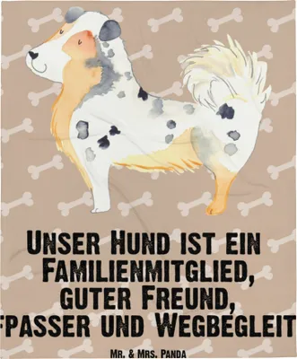 Produktbild von Mr. & Mrs. Panda Erstlingsdecke Hund Australien Shepherd - Hundeglück - Geschenk, Schlummerdecke, Plaid, Kinderwagendecke, Babydecke, Spruch, Sprüche, Familienhund