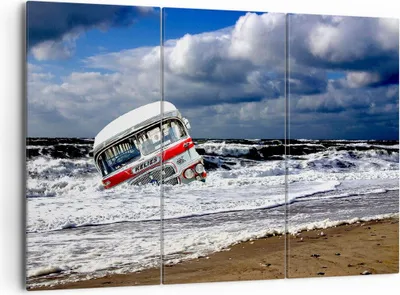 Produktbild von Bild auf Leinwand - Leinwandbild - Ozean Landschaft Auto - 165x110cm - Wand Bild - Wanddeko - Leinwanddruck - Bilder - Kunstdruck - Wanddekoration - Leinwand bilder - Wandkunst - CE165x110-0228