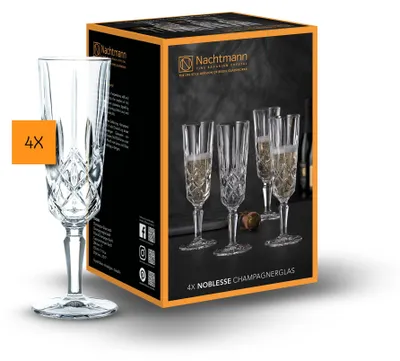 Champagnergläser, 4er-Set, 150 ml, Kristallglas, spülmaschinenfest