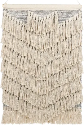 Produktbild von BELIANI Wandbehang Beige von Hand gewebte Baumwolle mit Quasten Wanddekor zum Aufhängen Dekoration Boho Stil Wohnzimmer Schlafzimmer