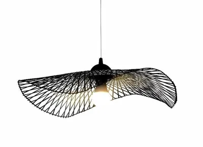 Produktbild von Fine Asianliving Bambus Hängelampe Pendelleuchte Schwarz Handgefertigt - Lionel D65cm Pendelleuchte Beleuchtung Bambus Lampenschirm Geflochten Lampe Belechtung Rotan