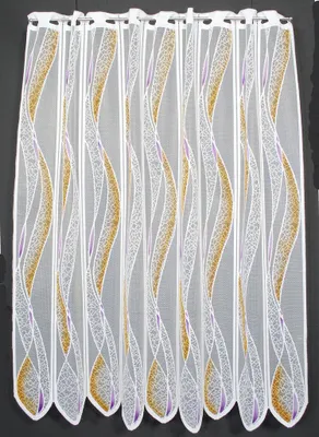 Produktbild von Gardinen Kranzusch Scheibengardine Welle 110x287,5 cm H/B lila/orange Bistrogardine Vorhang Küche 1er Pack