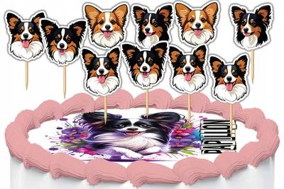 Image de Décorations à gâteau cake toppers - Chien Chiens Race Papillon 10 pièces