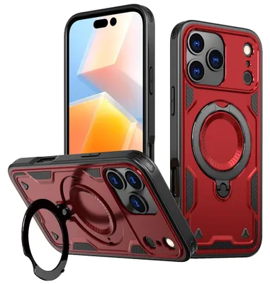 Produktbild von iPhone 17 Pro Hülle - Coverup Armor Back Cover met MagSafe Compatible Kickstand - Rot