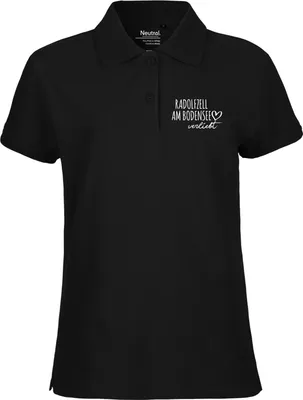 Produktbild von Huuraa Damen Polo Shirt Radolfzell am Bodensee verliebt XL Black Bio Baumwolle Fairtrade Poloshirt Geschenkidee