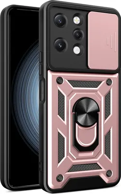 Produktbild von Hülle für Xiaomi Redmi 12 4G mit Ring Ständer Halter Dia Kameraschutz TPU PC Hybrid Handyhülle Roségold