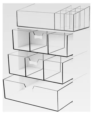 Produktbild von 4 Stück stapelbare Kosmetik-Organizer, Badezimmer-Organizer mit Schubladen, Make-up-Organizer für die Kommode, Bad