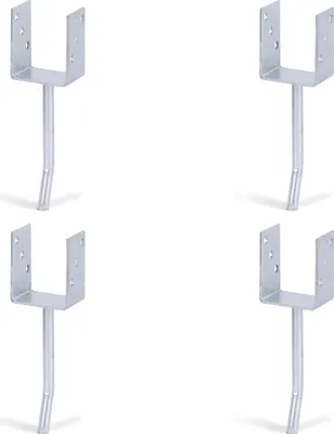 Obrázek produktu pro Alberts 4 x U-Pfostenträger mit Rundstahl-Betonanker, 81x104 mm, Betonanker 200 mm, feuerverzinkt, zum Einbetonieren