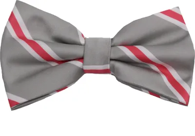 Produktbild von Fabio Farini - 1 Stück Herren Streifen Fliegen - Männer Querbinder Vorgebunden Bowtie Streifen - Silbergrau/Pink/Weiß
