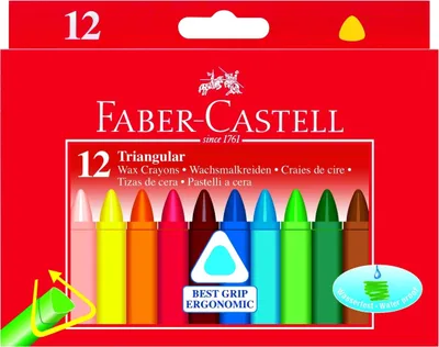 Produktbild von Wachsmalkreiden Dreikant mit Papierbanderole 12 Farben sortiert. Packung mit 25 Stück