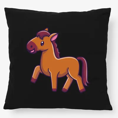 Produktbild von Huuraa Kissen Pferd Comic 40x40cm mit Füllung Black Baumwolle Dekokissen Geschenkidee