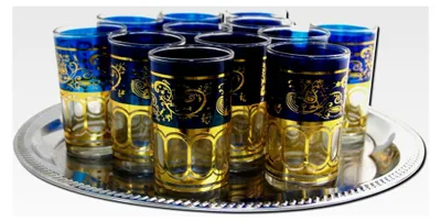 Produktbild von 12 Teegläser Marokko orientalisch blau gold
