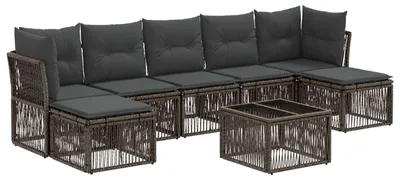 Immagine prodotto di Set di divani da giardino vidaXL, 8 pezzi, grigio, in rattan sintetico