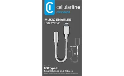 Obrázek produktu pro Cellularline 8018080351518, USB C, Samec, 3.5mm, Samice, 0,15 m, Bílá