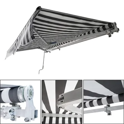 Produktbild von TolleTour Gelenkarmmarkise 250x200cm einziehbare Markise Sonnenschutz Balkonmarkise Gelenkarmmarkise Gelenkarm Sonnenschutz Grau / Weiß
