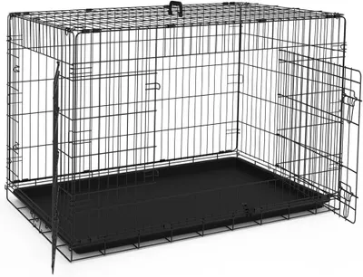 Image de Cage de transport pliable pour chiens - Transport sûr - Système de verrouillage double - Dimensions : 122 x 75 x 81 cm - Noir
