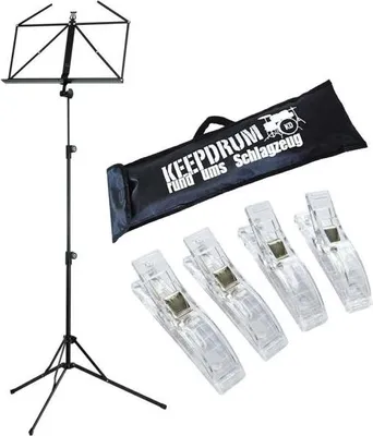 Produktbild von K&M 100-5 Notenständer Schwarz mit Tasche und 4 Notenklammern