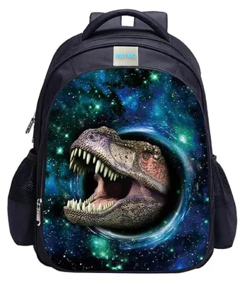 Immagine prodotto di Zaino per bambini con motivo dinosauri, adatto a ragazzi e ragazze, dimensioni 42x32x17 cm, realizzato in nylon, idrorepellente