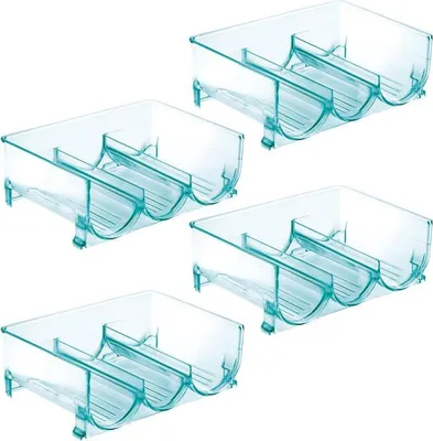 Produktbild von mDesign Flaschenständer Regal Organizer 4er Set stapelbar Kunststoff Blau