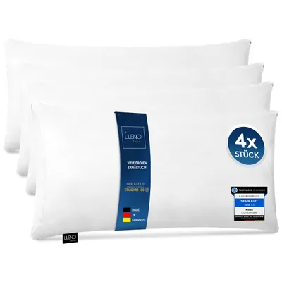 Produktbild von LILENO HOME Microfaser Kissen 40x80 cm PREMIUM (450g Füllung) [4er Set] bis 95 Grad waschbar mit Reißverschluss - Kopfkissen 40x80 cm als Kissen-Füllung für Bett - Deko-Sofa-Kissen