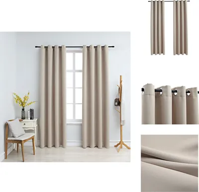 Image de vidaXL Rideaux occultants avec œillets métalliques 2 pcs. Beige 140x245 cm - Rideaux et voilages