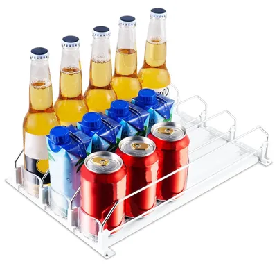 Kühlschrank-Organizer, Getränkedosen-Dispenser, 32x25x10 cm, weiß