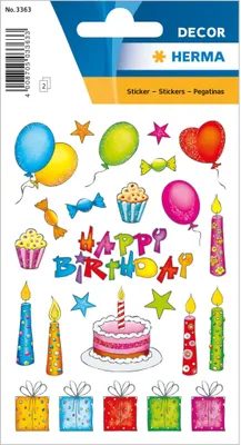 Produktbild von HERMA 3363, Papier, Mehrfarbig, Permanent, Junge/Mädchen, Geburtstag, 46 Stück(e)