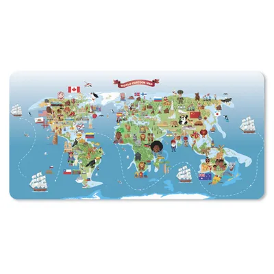 Produktbild von MuchoWow® Mauspad Mousepad Weltkarte Kinder - Tiere - Symbol 60x30 cm - Mousepads - Maus Mat - Pad - Mausunterlage - Nachhaltig