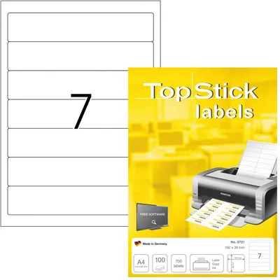 Produktbild von TOP STICK Ordnerrücken Etiketten 192 x 38 mm weiß 700 Etiketten auf 100 Blatt