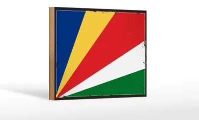 Produktbild von Holzschild Flagge Seychellen 18x12cm Retro Flag Seychelles Dekoration