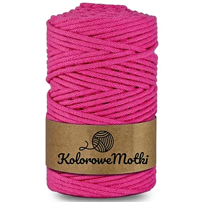 Zdjęcie produktu dla KoloroweMotki | Sznurek bawełniany z rdzeniem 100m 5mm Fuksja | Idealny do rękodzieła, makramy, na torebki, dywany, prac artystycznych