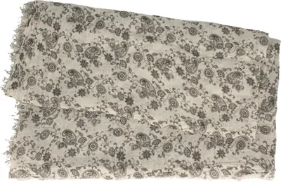 Sommerschal mit Fransen und Blumen-Paisley Muster von Hut-Breiter in grau