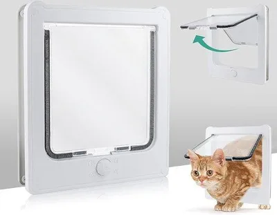Produktbild von Famanu Katzenklappe mit 4 Schließoptionen - Winddicht und Regenbeständig