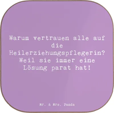 Produktbild von Mr. & Mrs. Panda Untersetzer für Gläser Spruch Heilerziehungspflegerin Lösungsexpertin - Lavendeltraum - Geschenk, Berufsfeld, Beruf, Berufsprodukte, Berufe, Berufsalltag