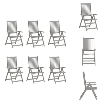 Immagine prodotto di vidaXL Sedie da giardino regolabili 6 pz. Legno massiccio grigio di acacia - Sedie da giardino