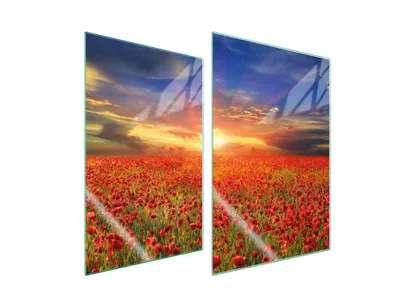 Image de Plaques de recouvrement pour cuisinière 2 pièces 35x52 Couverture de plaque vitrocéramique Planche à découper Paysage Coquelicots