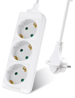 Produktbild von EXTRASTAR Steckdosenleiste mit 3 Steckdosen, Kabel 1,5 m, Flachstecker, für Zuha