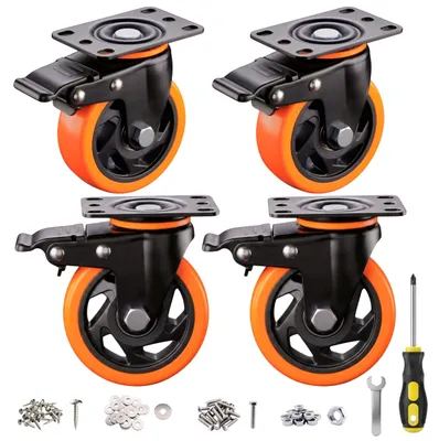 Obrázek produktu pro 4 kusy robustních otočných koleček s brzdami, průměr 75 mm