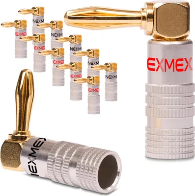 Produktbild von Bananenstecker winkel 4mm NEXMEX 12x schraubbar 24K vergoldet Lautsprecherkabel