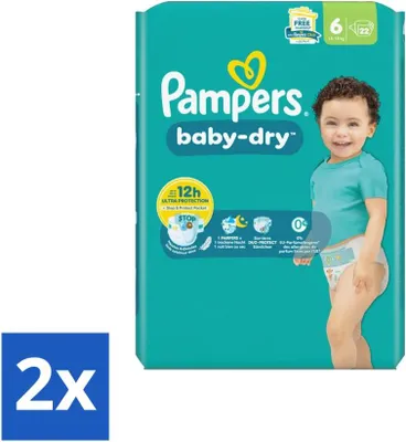Produktbild von Pampers – Windeln – Baby Dry Größe 6 – 22 Windeln - Vorteilspack - 2 Stücke