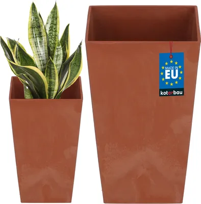 Obrázok produktu pre KOTARBAU® Kvetináč 125x125x200 mm imitácia betónu terakota + dekoratívna vložka