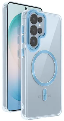 Image de Avizar, coque MagSafe pour Galaxy S26 Ultra, transparente avec bordure de protection pour l'appareil photo, couleur bleu clair