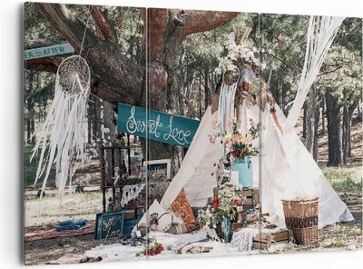 Produktbild von Bild auf Leinwand - Leinwandbild - 3 Teile - Jungvermählten Liebe Landschaft - 165x110cm - Wand Bild - Wanddeko - Wandbilder - Leinwanddruck - Bilder - Wanddekoration - Leinwand bilder CE165x110-4642