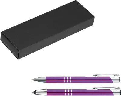 Produktbild von Metall Schreibset / Touchpen Kugelschreiber + Kugelschreiber / Farbe: lila