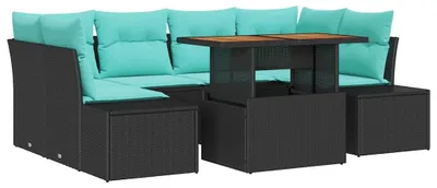 Productafbeelding van vidaXL Tuinset, 7-delig, zwart, polyrotan