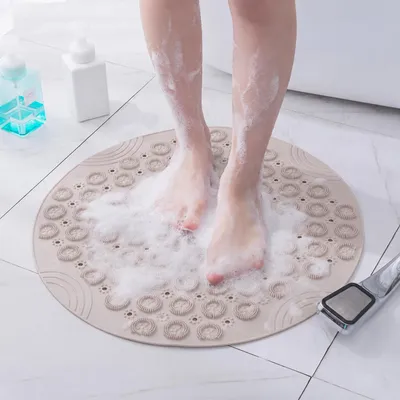 Obrázok produktu pre INF 30cm Okrúhla TPE Protišmyková Podložka do Kúpeľa s Krištáľovými Hrotmi biely