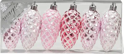 Produktbild von Christbaumschmuck Kunststoff Zapfen 9cm  6er Set - Rosa Mix