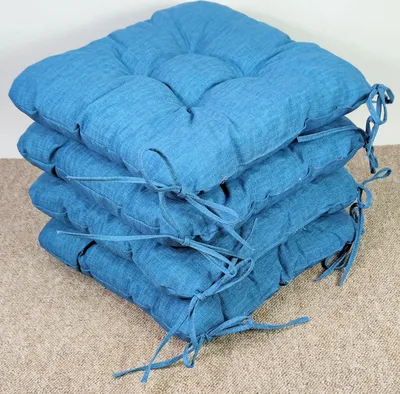 Produktbild von Set 4 x Stuhlkissen/Sitzkissen Lara 38 x 38 cm Dicke 8 cm, Fb. Colore Turchese ( türkis ) mit Schleifen